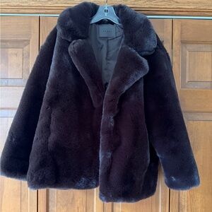 Blank NYC Plush Faux Fur Teddy Jacket in Dark Brown
